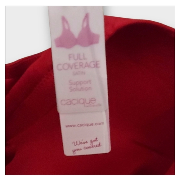 NWT Cacique Red Satin Full Coverage Support Solution Bra ~46C - Picture 5 of 6